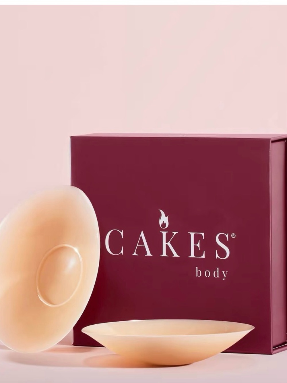 Cakes Nude Silicone Reusable Nipple Covers with Burgundy Box